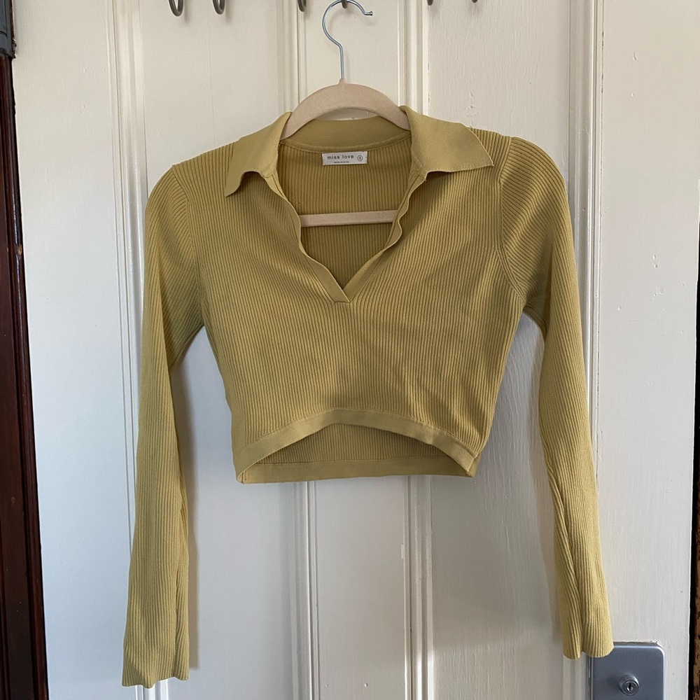 Yellow collared crop top